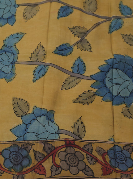 Mehendi Green Kota Embroidery With Kalamkari Blouse
