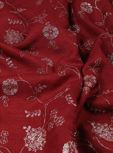 Maroon Kota Embroidery With Kalamkari Blouse