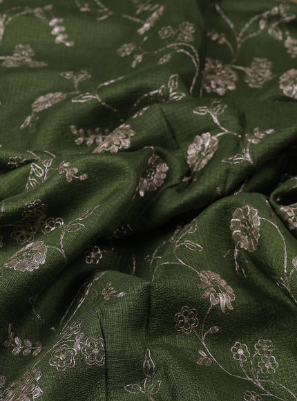 Sap Green Kota Embroidery With Kalamkari Blouse