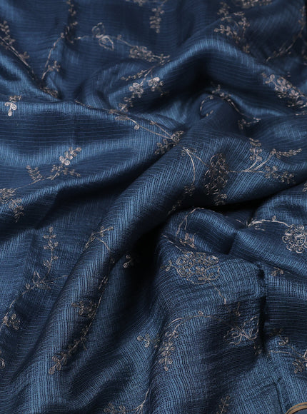 Blue Kota Embroidery With Kalamkari Blouse