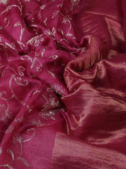 Magenta Kota Embroidery With Kalamkari Blouse