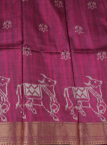 Magenta Kota Embroidery With Kalamkari Blouse