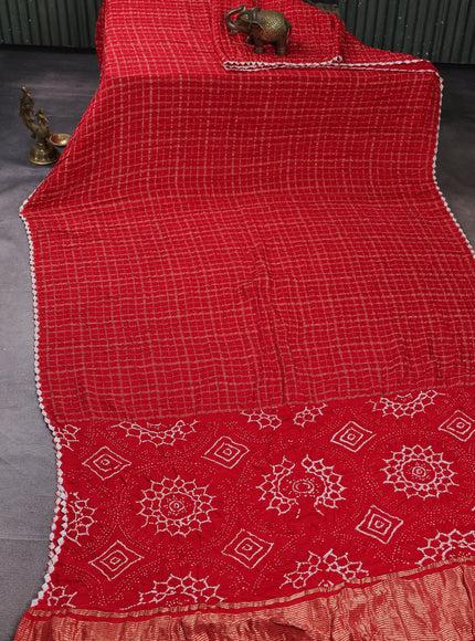 Red Bandhani Gajji Silk Saree