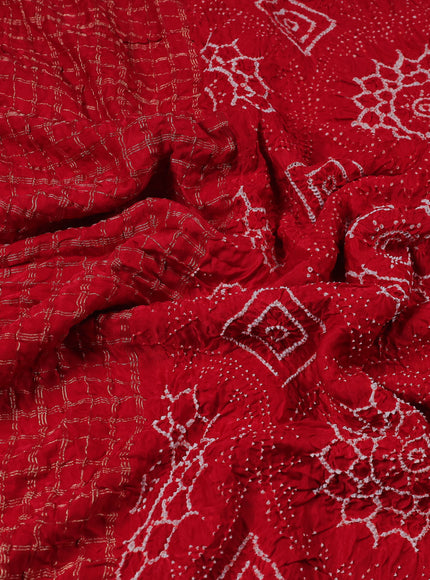 Red Bandhani Gajji Silk Saree