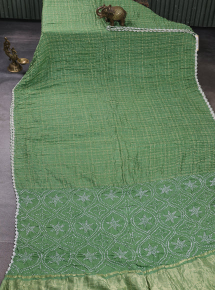 Pastel Green Bandhani Gajji Silk Saree