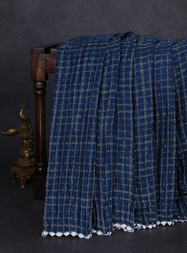 Peacock Blue Bandhani Gajji Silk Saree