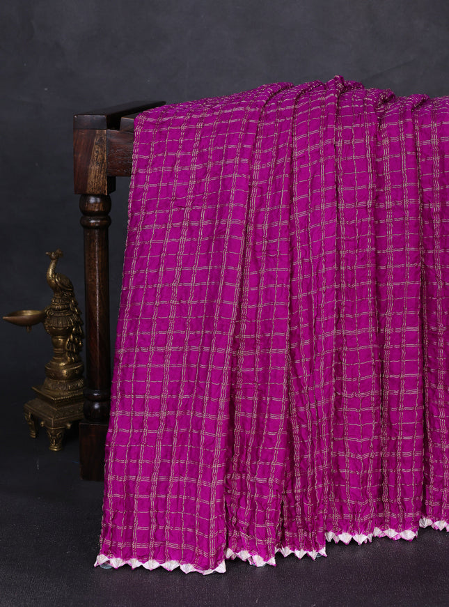 Purple Bandhani Gajji Silk Saree