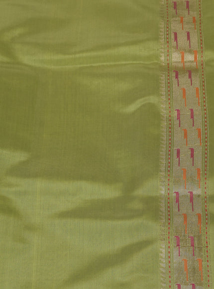 Sea Green - Parrot Green Banarasi Kora Silk Saree