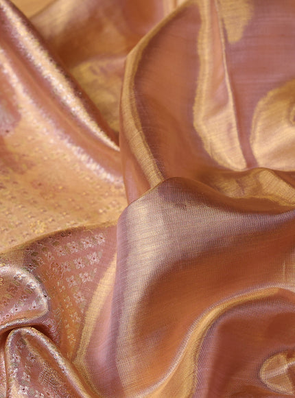 Peach Kanchipuram Tissue Silk Embroidery Saree