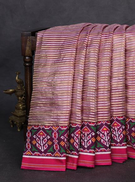 Onion Pink - Magenta Pink Organza Tissue With Patan Patola Border & Pallu