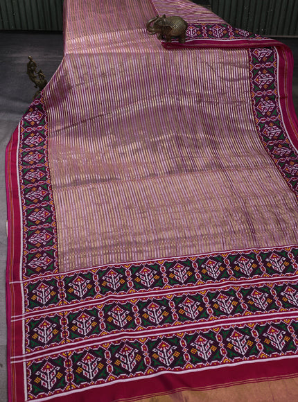 Onion Pink - Magenta Pink Organza Tissue With Patan Patola Border & Pallu