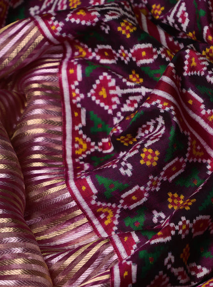 Onion Pink - Magenta Pink Organza Tissue With Patan Patola Border & Pallu