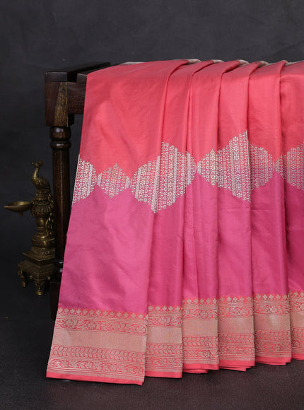 Peach - Pink Banarasi Silk Saree