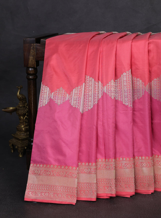 Peach - Pink Banarasi Silk Saree