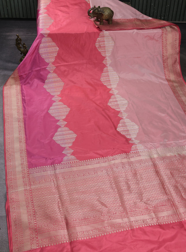 Peach - Pink Banarasi Silk Saree
