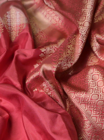 Peach - Pink Banarasi Silk Saree