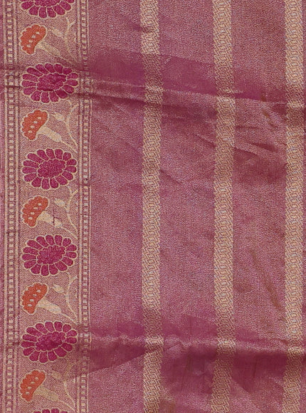 Peach - Purple Banarasi Tissue Silk Saree