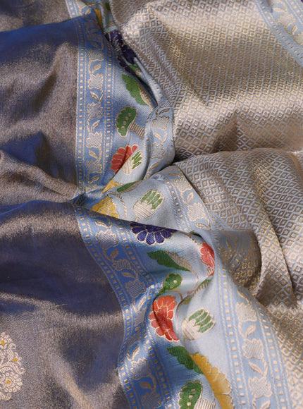 Blue - Sky Blue Banarasi Tissue Silk Saree