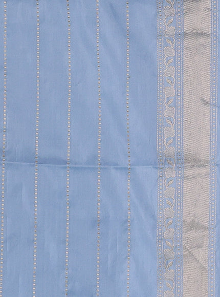 Blue - Sky Blue Banarasi Tissue Silk Saree