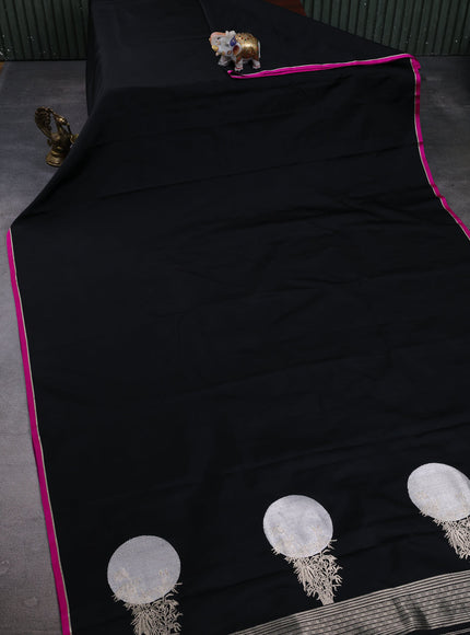 Black Banarasi Mushru Silk Saree