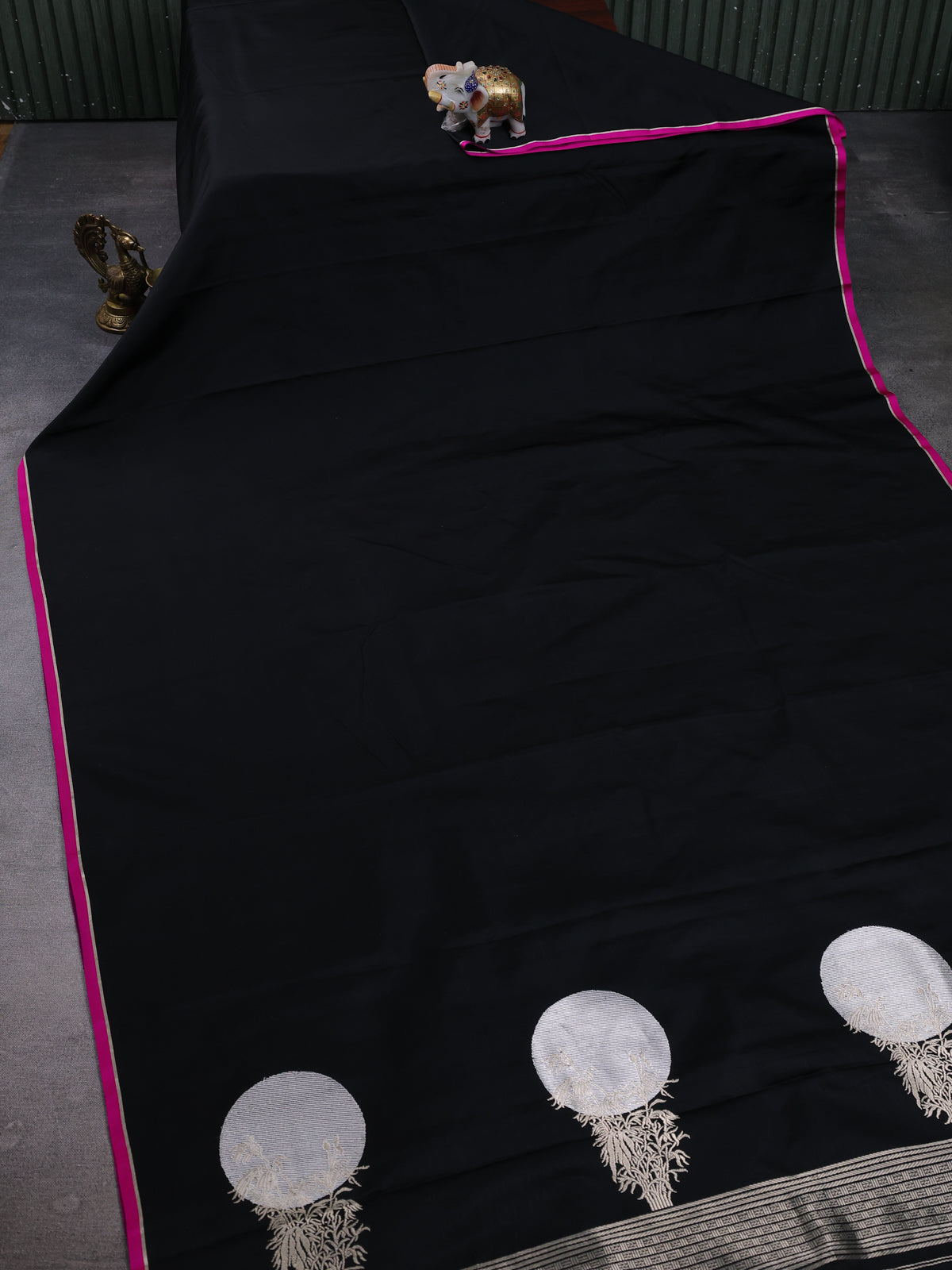 Black Banarasi Mushru Silk Saree