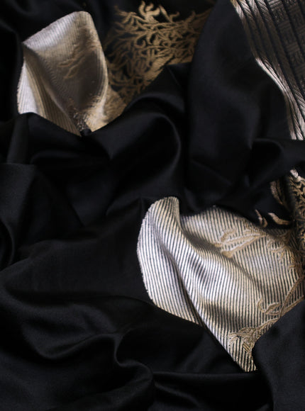 Black Banarasi Mushru Silk Saree