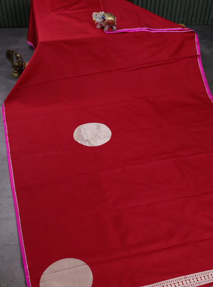 Red Banarasi Mushru Silk Saree