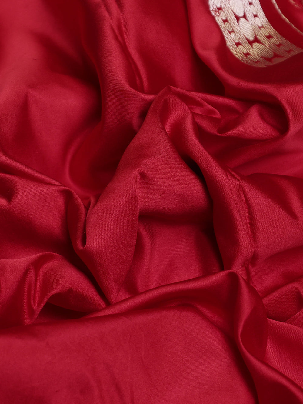 Red Banarasi Mushru Silk Saree