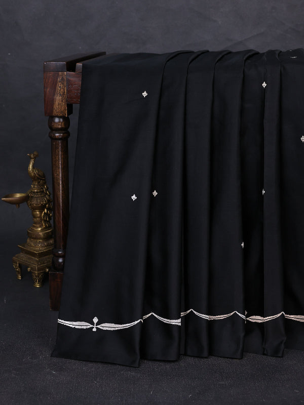 Black Banarasi Mushru Silk Saree