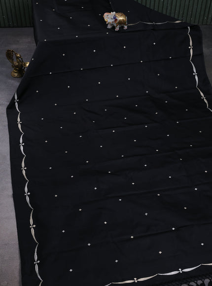 Black Banarasi Mushru Silk Saree