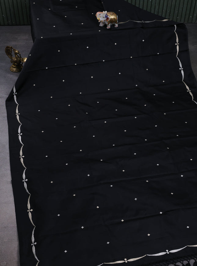 Black Banarasi Mushru Silk Saree