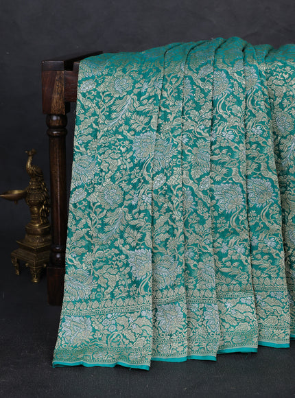 Teal Blue Banarasi Georgette Saree