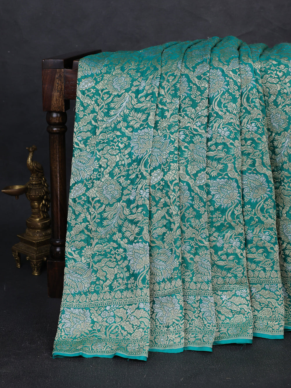 Teal Blue Banarasi Georgette Saree