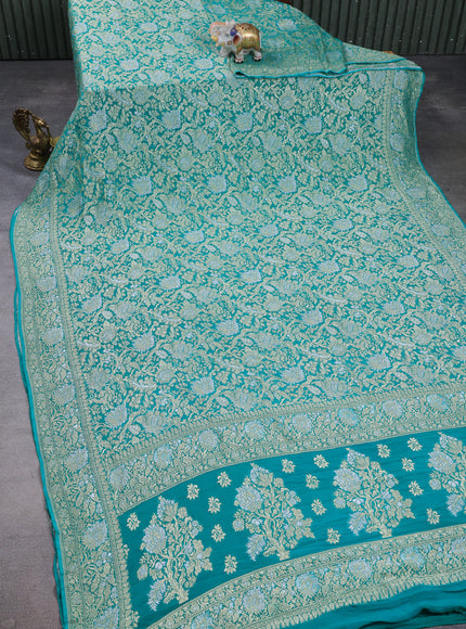 Teal Blue Banarasi Georgette Saree