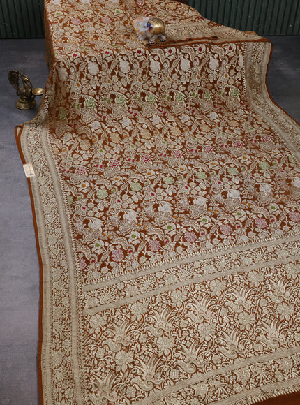 Rust Banarasi Georgette Saree