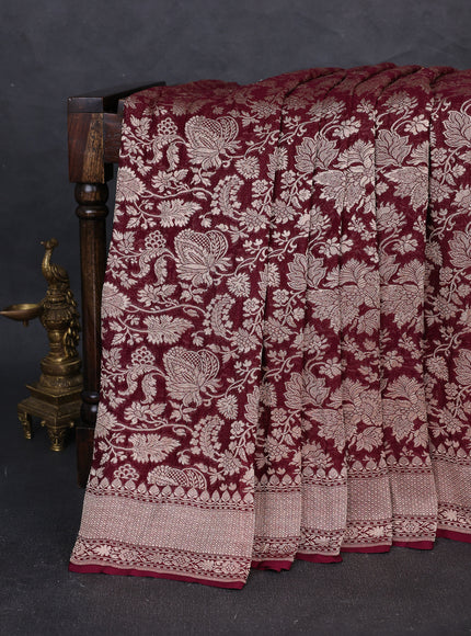 Wine Banarasi Georgette Saree