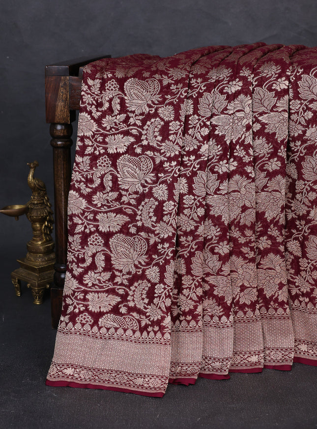 Wine Banarasi Georgette Saree