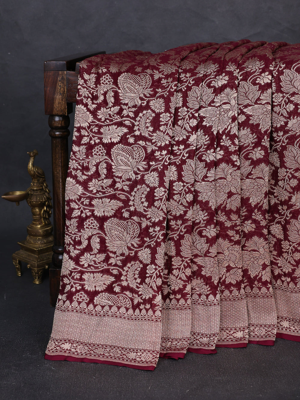 Wine Banarasi Georgette Saree