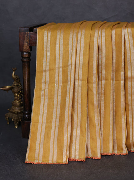Mustard Yellow Tussar Silk Saree