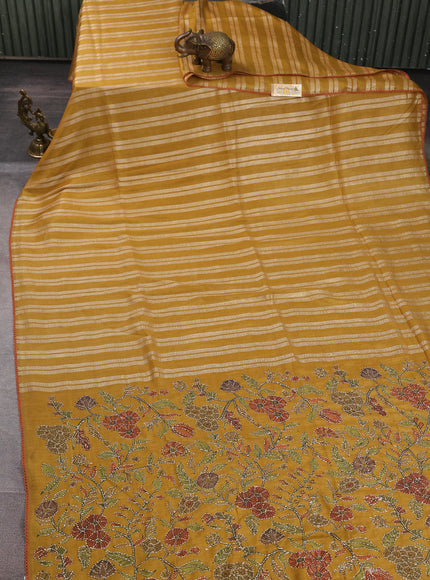 Mustard Yellow Tussar Silk Saree