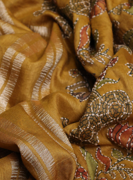 Mustard Yellow Tussar Silk Saree