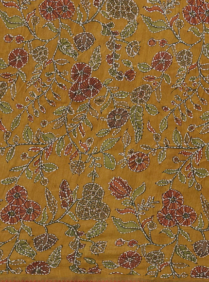 Mustard Yellow Tussar Silk Saree