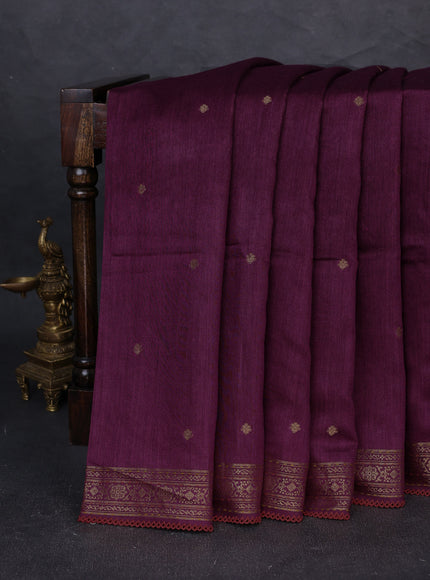 Wine Shade Tussar Silk Saree