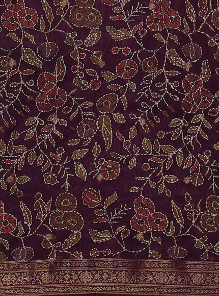Wine Shade Tussar Silk Saree