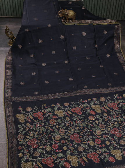 Black Tussar Silk Saree