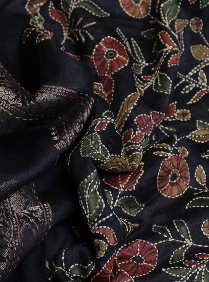 Black Tussar Silk Saree