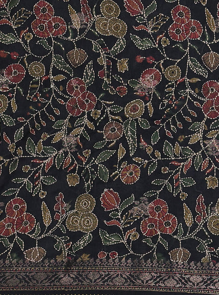 Black Tussar Silk Saree