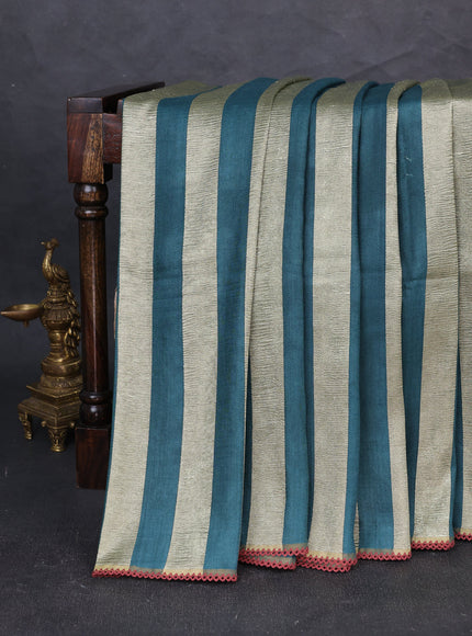 Teal Blue Tussar Silk Saree