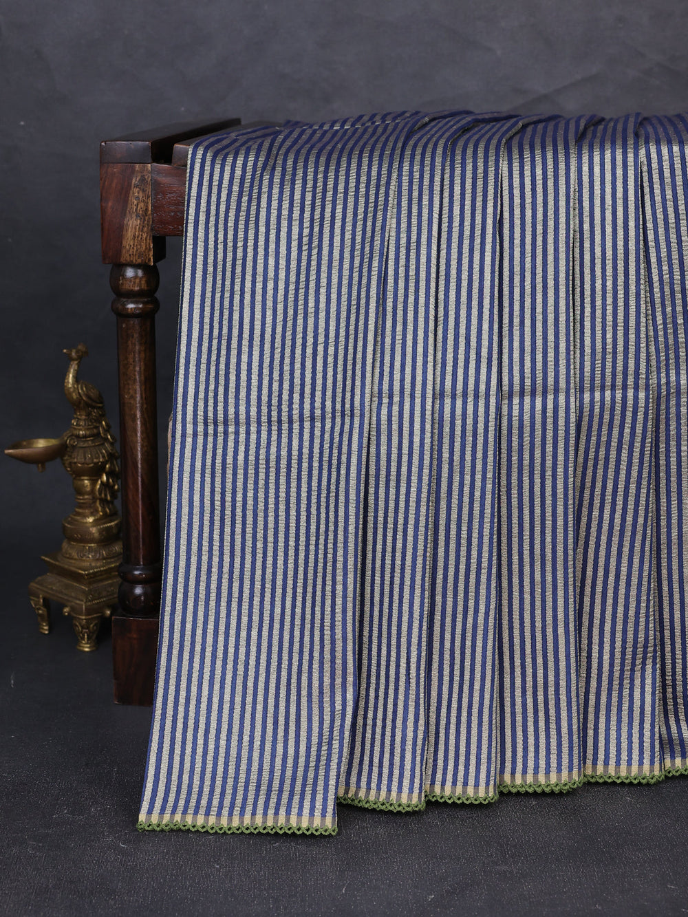 Blue Tussar Silk Saree