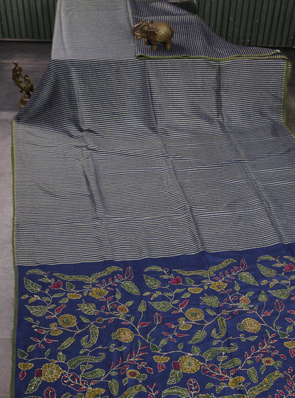Blue Tussar Silk Saree